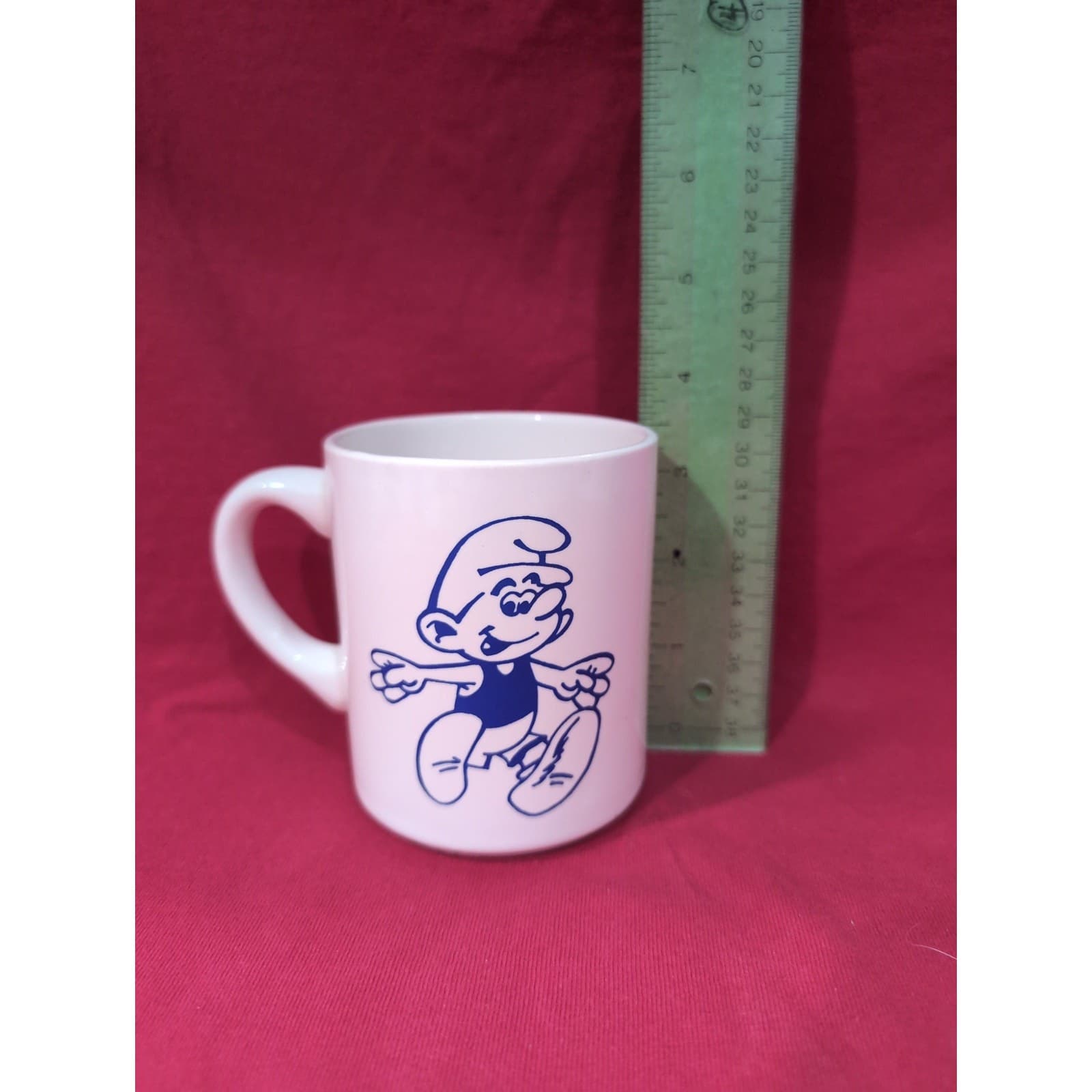 Smurfs Cartoon Character Mug, 1980s Ceramic Coffee Cup, Collectible White Mug - Thumbnail 8