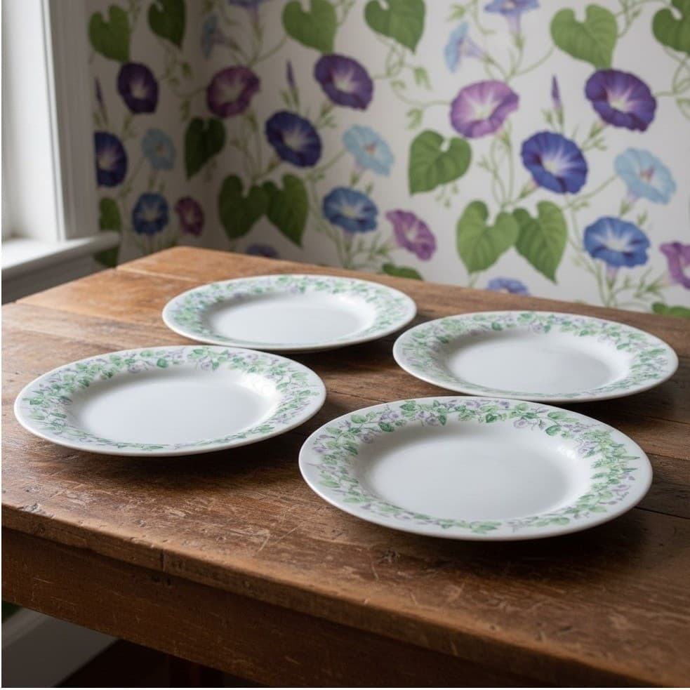 Martha Stewart Everyday "Morning Glory" Salad Plates, Set of 4, Blue Stoneware