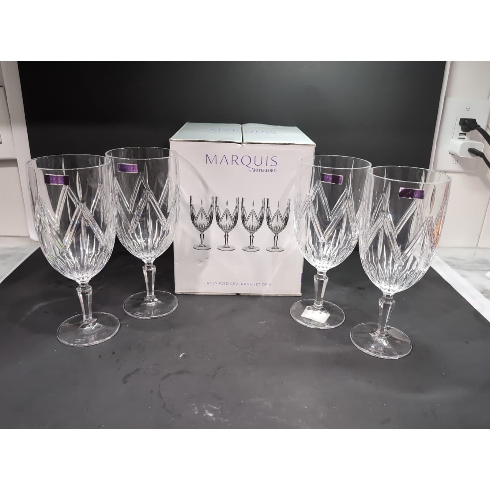 Waterford Marquis Crystal Glass, Brookside Iced Glasses, Set of 4, German