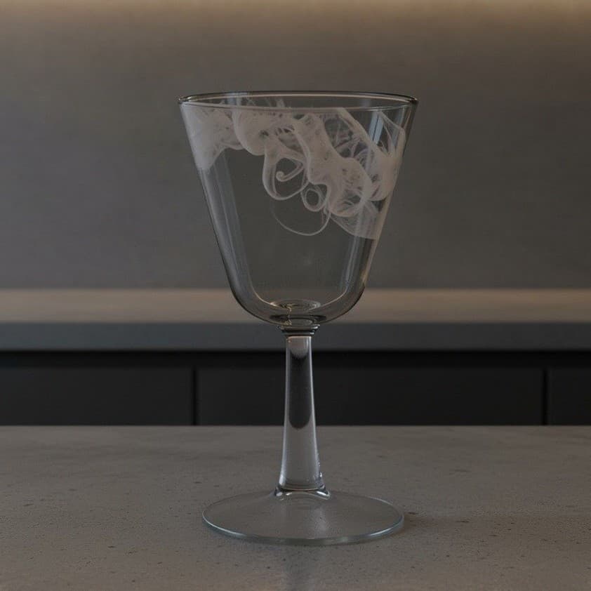 Clear Martini Glass, Classic Cone Cocktail Stem, Vtg Barware, Smoke Tinted Bowl