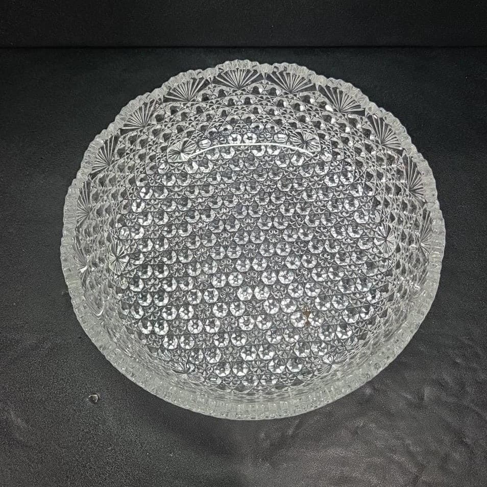 Hoya Japan Crystal Round Serving Bowl, Vintage Dining Glassware, Centerpiece - Thumbnail 4