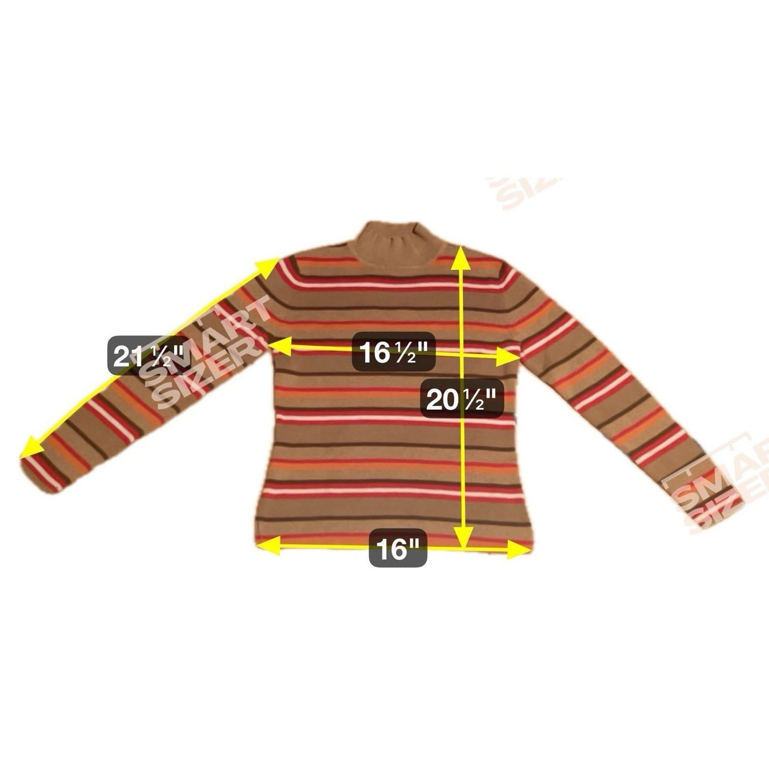 Andrea Viccaro Tan Orange Striped Mock Neck Ribbed Sweater, Woman's Small - Thumbnail 2