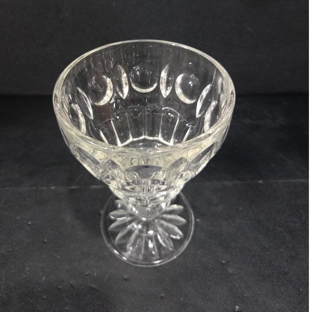 Indiana Glass Thumbprint Panel Water Goblet, Vintage Clear Glassware, EAPG Style - Thumbnail 6