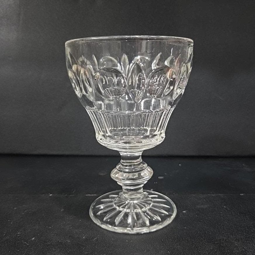 Indiana Glass Thumbprint Panel Water Goblet, Vintage Clear Glassware, EAPG Style - Thumbnail 9