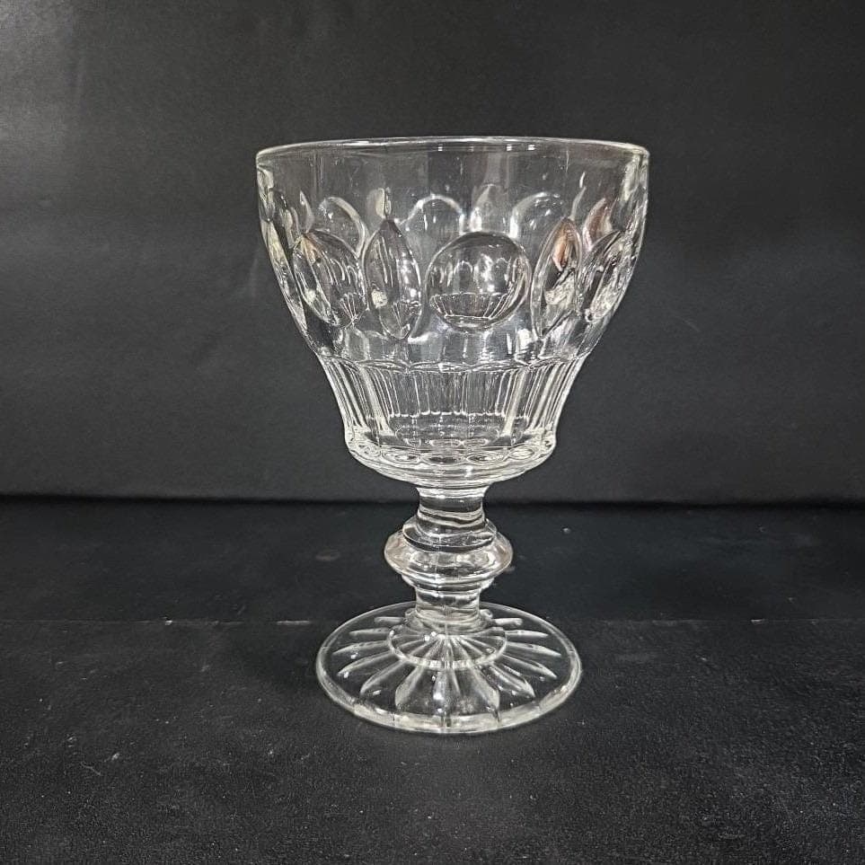 Indiana Glass Thumbprint Panel Water Goblet, Vintage Clear Glassware, EAPG Style - Thumbnail 8