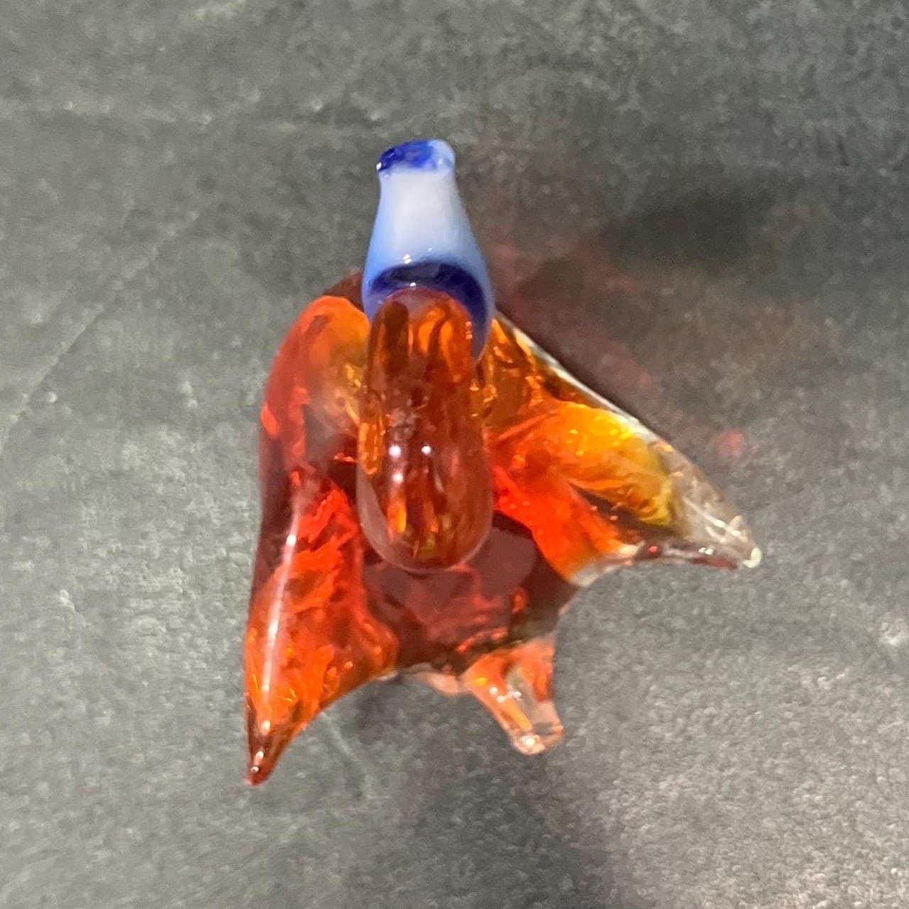 Hand Blown Glass Art Orange Swan, Vintage Pedestal Goose Sculpture, Paperweight - Thumbnail 7
