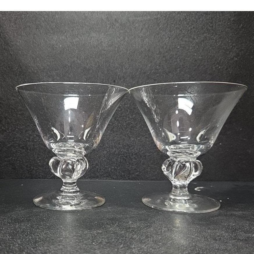 Swedish Astrid Lobed Stem Champagne Glasses, Set of 2, Vintage Sherbet Glassware - Thumbnail 11