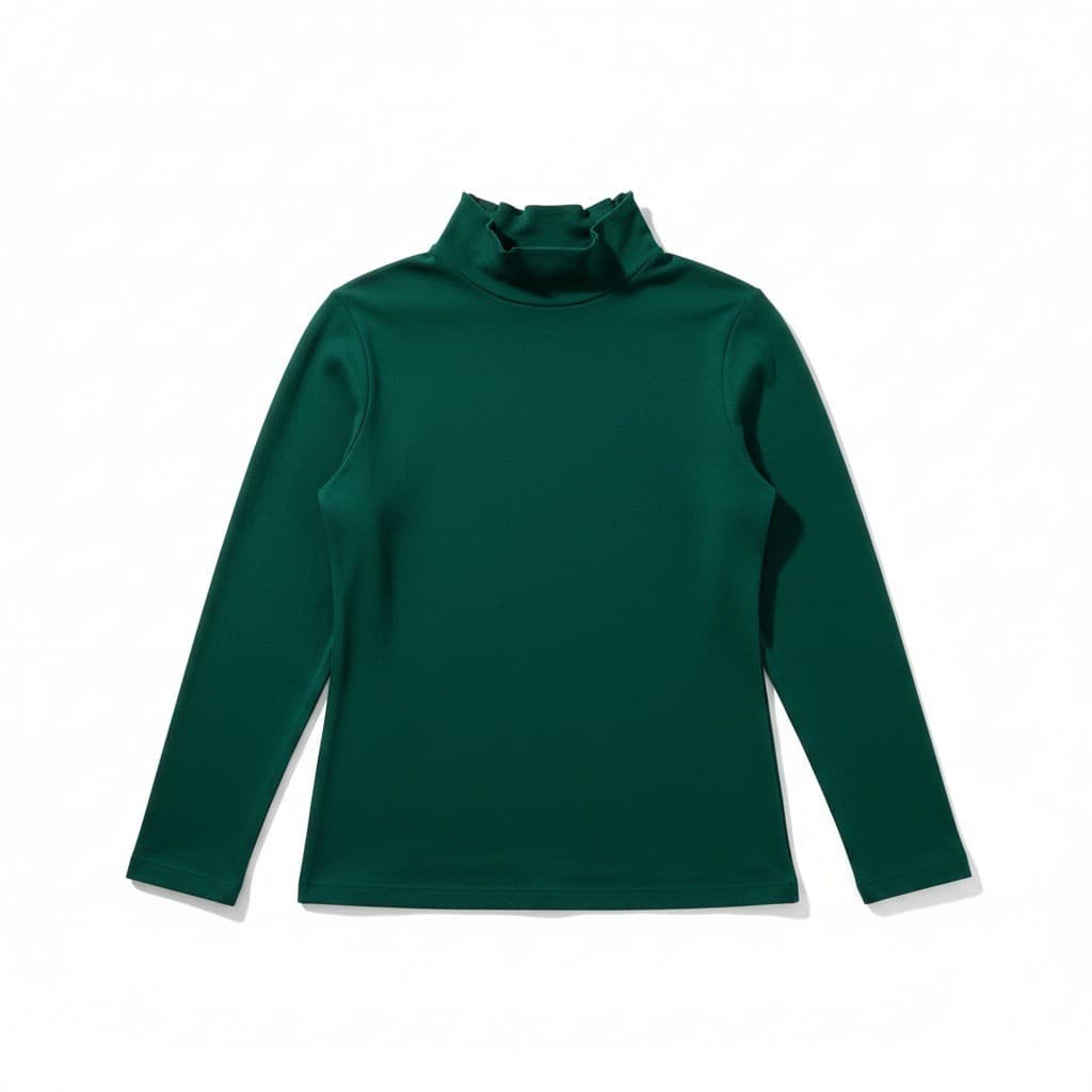 Classic New England Hunter Green Ruffle Mock Neck, Woman's Small Long Sleeve Top