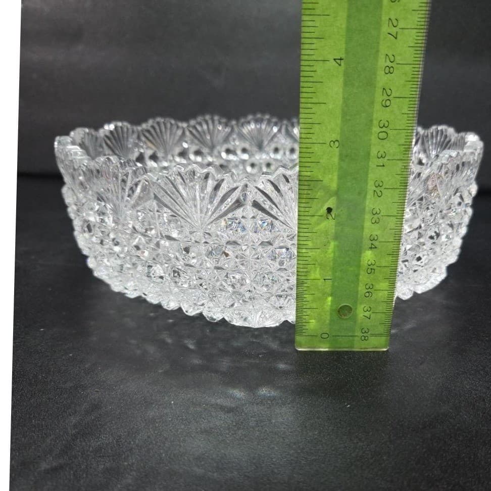 Hoya Japan Crystal Round Serving Bowl, Vintage Dining Glassware, Centerpiece - Thumbnail 7
