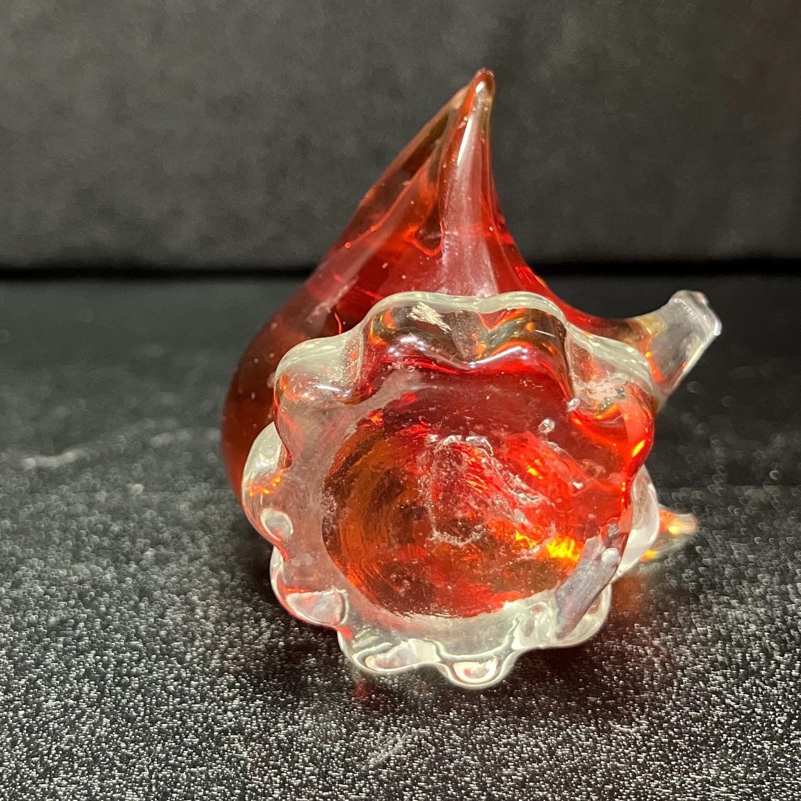 Hand Blown Glass Art Orange Swan, Vintage Pedestal Goose Sculpture, Paperweight - Thumbnail 8