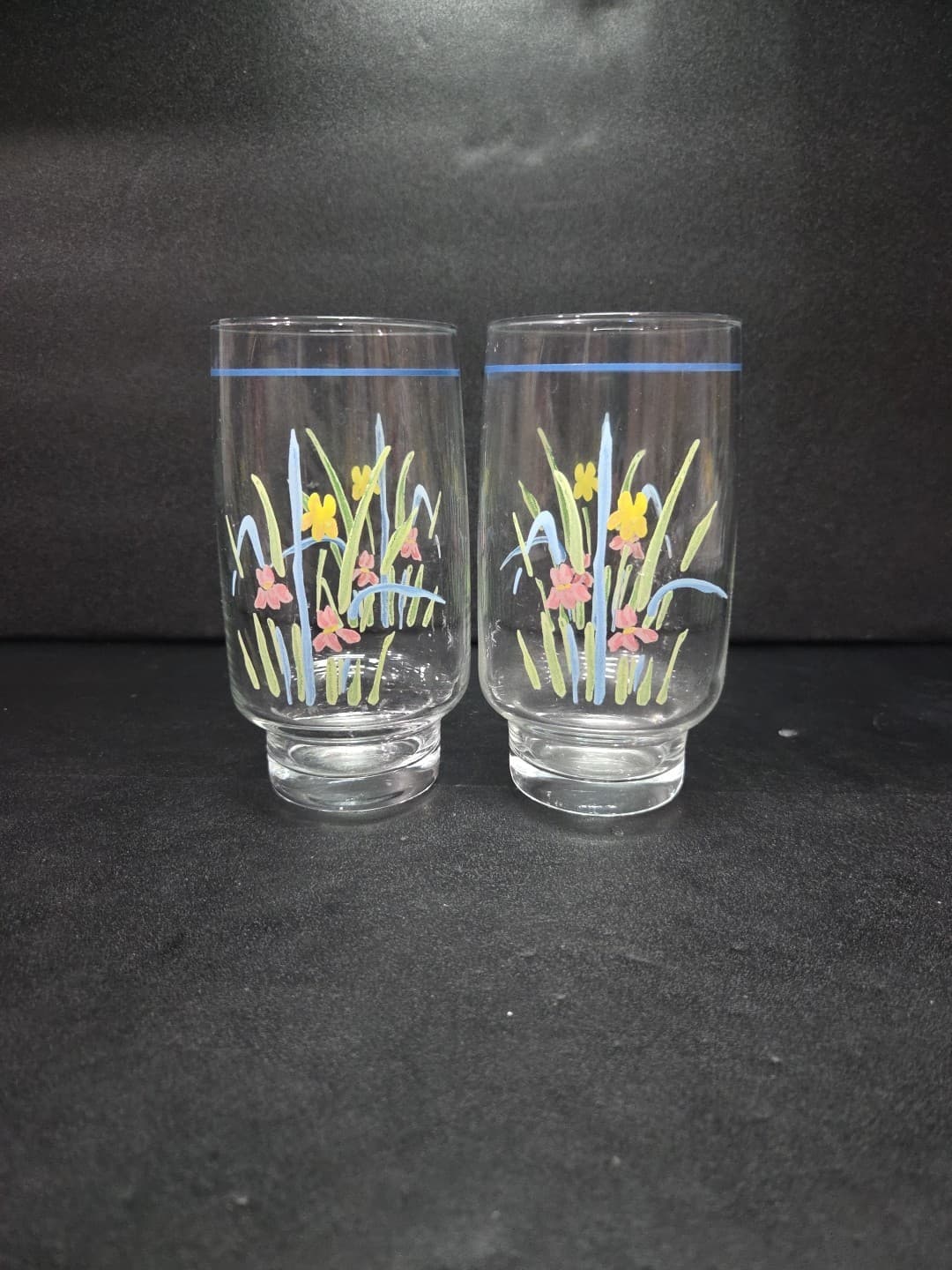 Sango Pastels Floral Short Tumblers, Easter Spring Glasses, Set of 2 Glasses