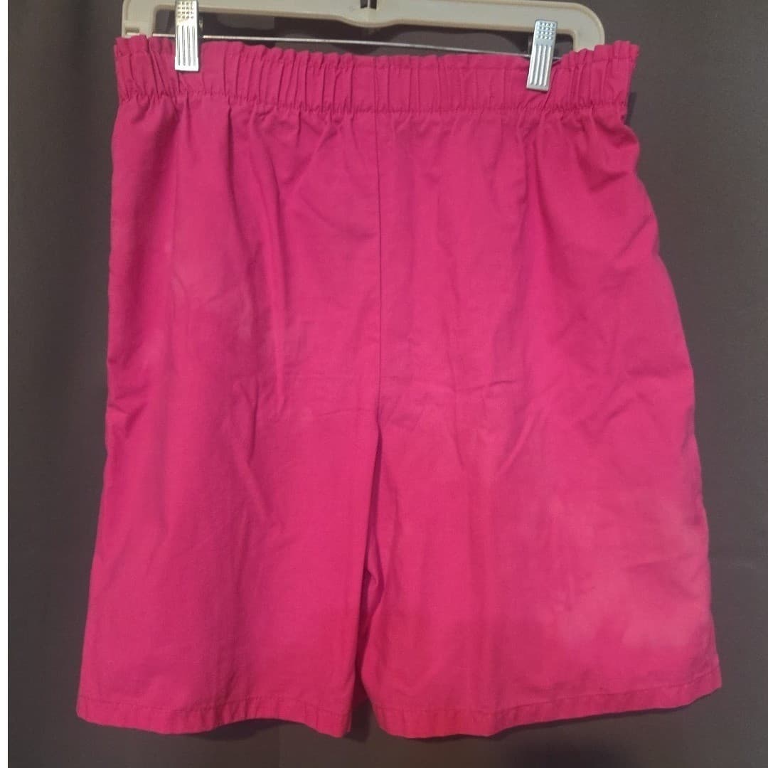 Blue Cabana Hot Pink Elastic Waist Utility Shorts, Woman's Small, Vintage Style - Thumbnail 3