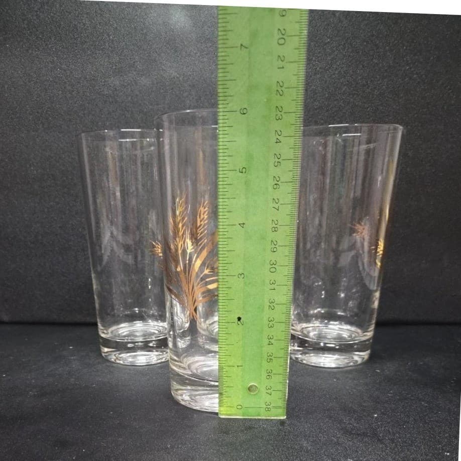 Golden Wheat Highball Tumblers, Set of 4, Mid-Century Modern Glasses, Drinkware - Thumbnail 9