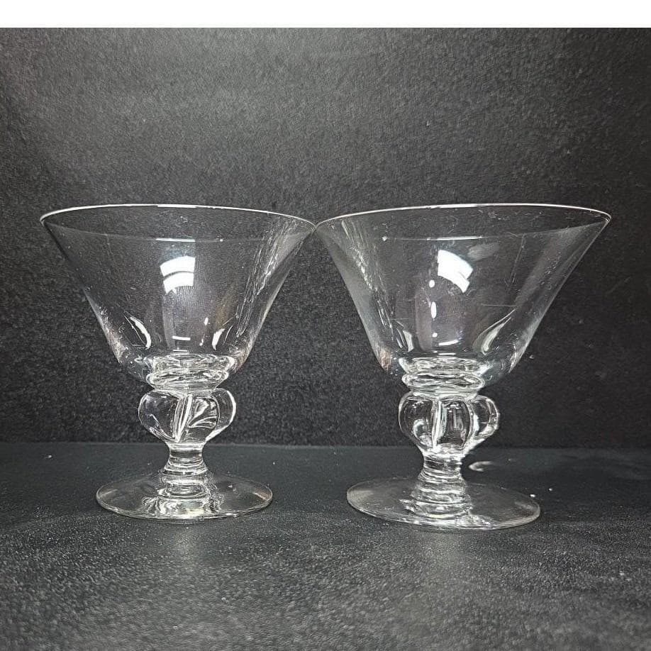 Swedish Astrid Lobed Stem Champagne Glasses, Set of 2, Vintage Sherbet Glassware - Thumbnail 9