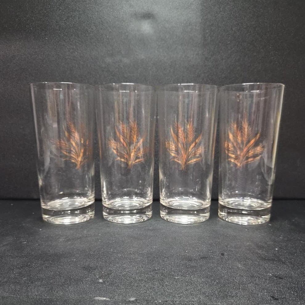 Golden Wheat Highball Tumblers, Set of 4, Mid-Century Modern Glasses, Drinkware - Thumbnail 4