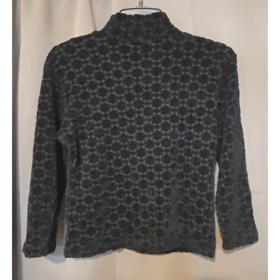 Moda International Black Textured Honeycomb Mock Neck Chenille Knit Top, Medium - Thumbnail 4