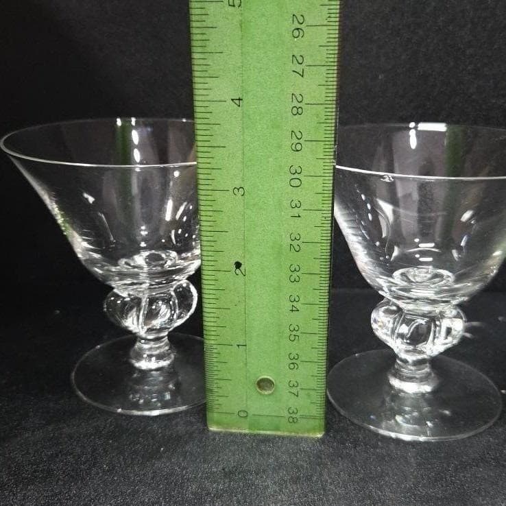 Swedish Astrid Lobed Stem Champagne Glasses, Set of 2, Vintage Sherbet Glassware - Thumbnail 2