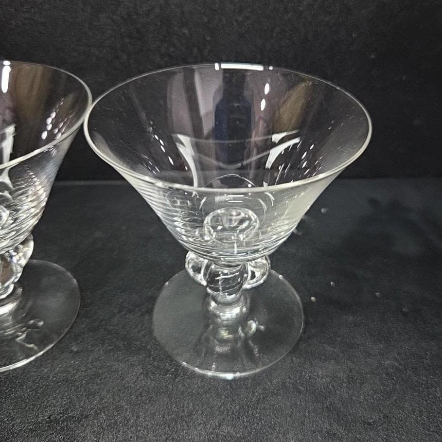 Swedish Astrid Lobed Stem Champagne Glasses, Set of 2, Vintage Sherbet Glassware - Thumbnail 7