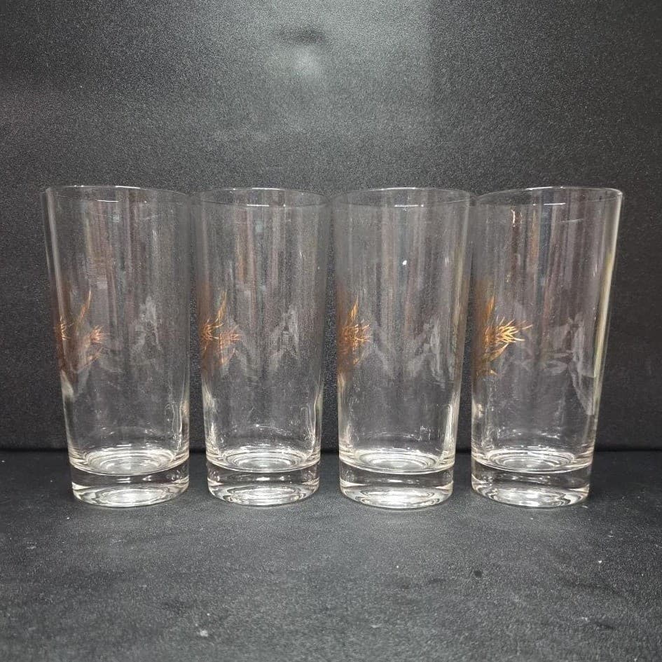 Golden Wheat Highball Tumblers, Set of 4, Mid-Century Modern Glasses, Drinkware - Thumbnail 3