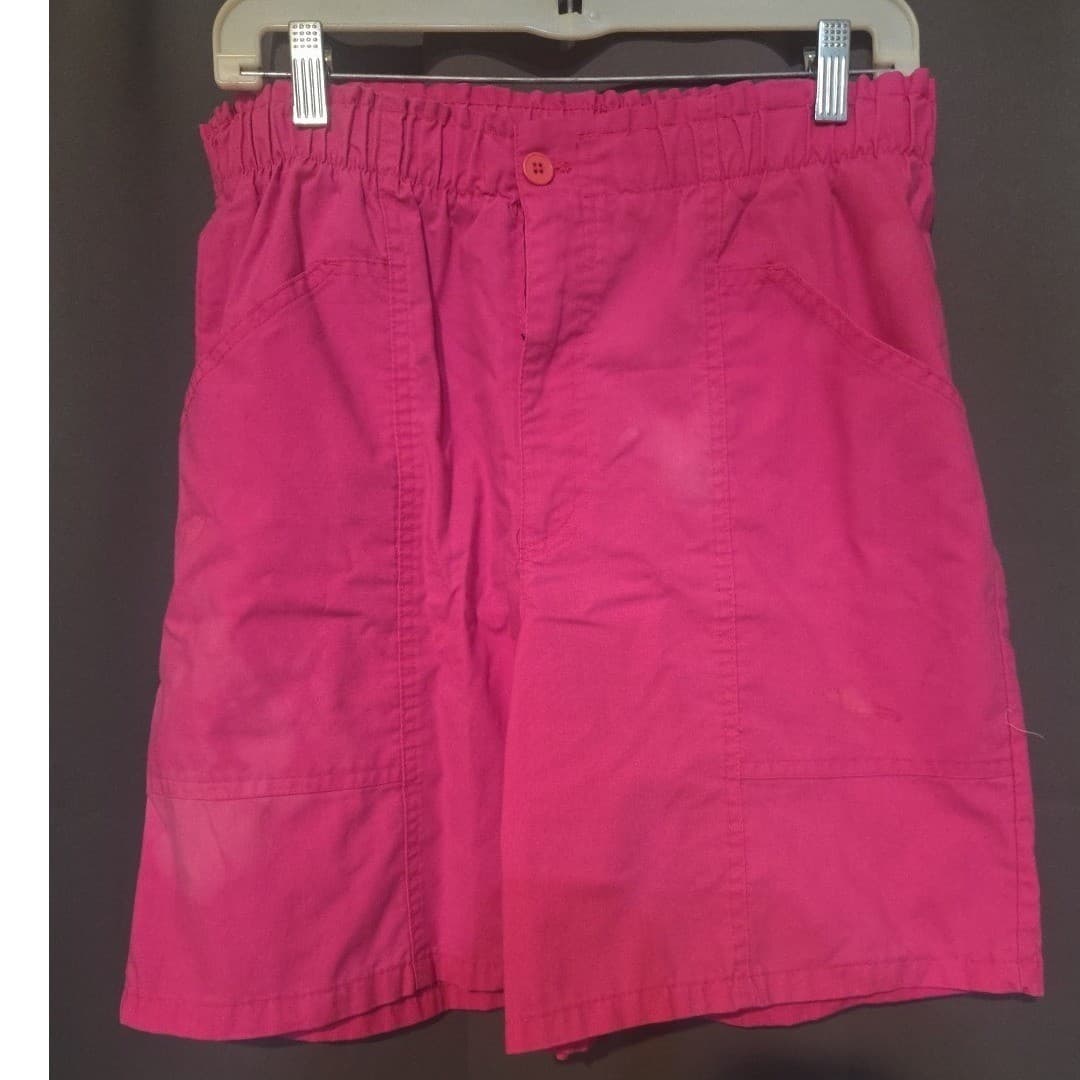 Blue Cabana Hot Pink Elastic Waist Utility Shorts, Woman's Small, Vintage Style - Thumbnail 2