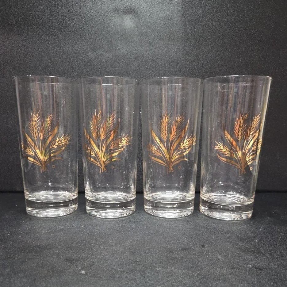 Golden Wheat Highball Tumblers, Set of 4, Mid-Century Modern Glasses, Drinkware - Thumbnail 2