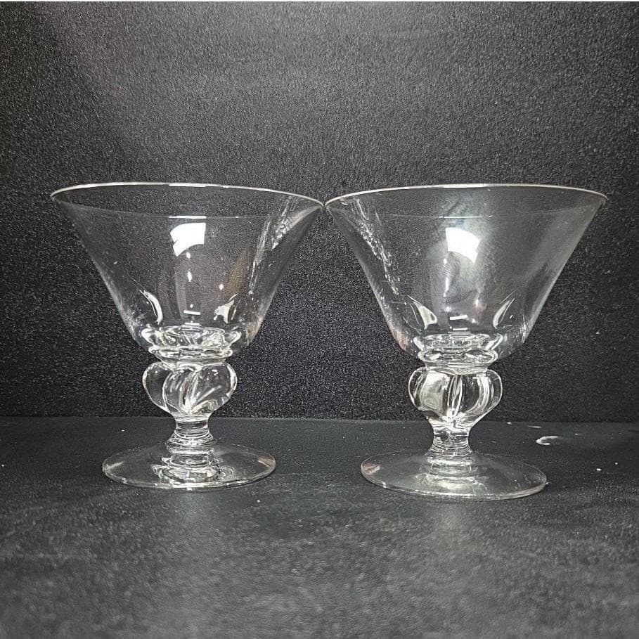Swedish Astrid Lobed Stem Champagne Glasses, Set of 2, Vintage Sherbet Glassware - Thumbnail 8
