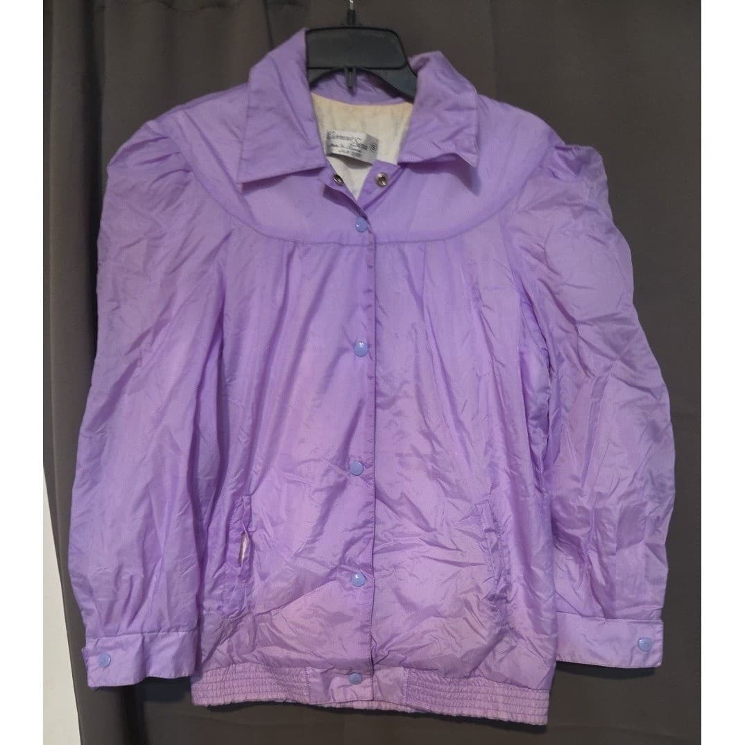 Current Seen Vintage Purple Puff Sleeve Windbreaker, Woman's Small Jacket - Thumbnail 3