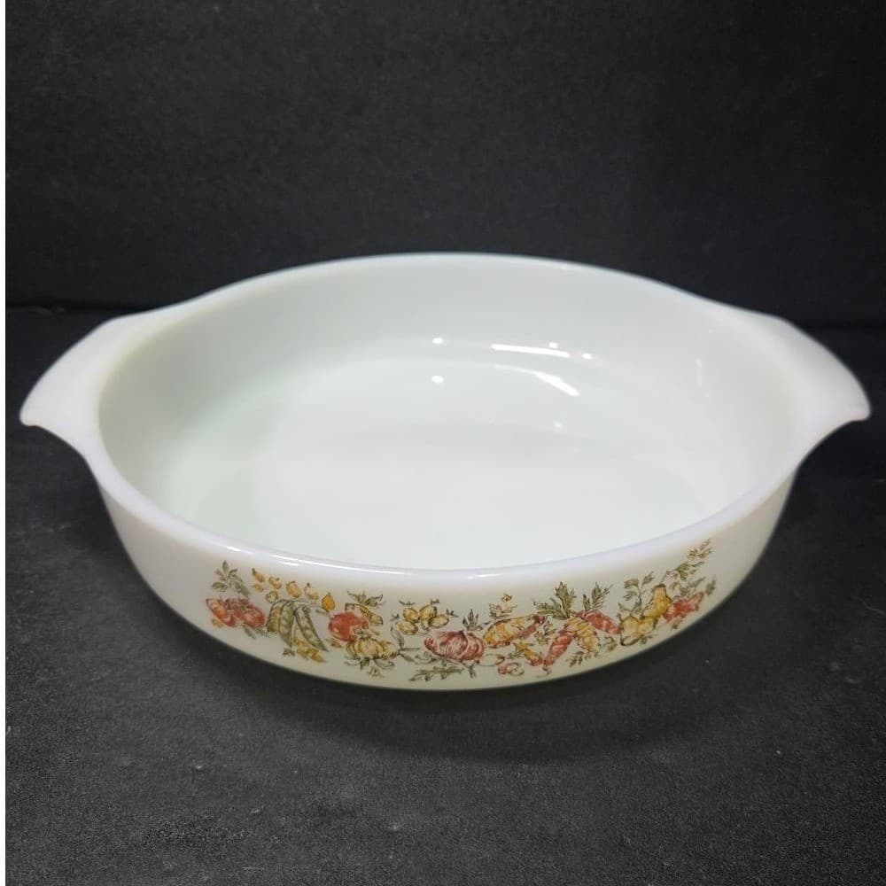 Anchor Hocking Fire King Harvest Vegetables Casserole Dish, Vtg Round Bakeware - Thumbnail 6