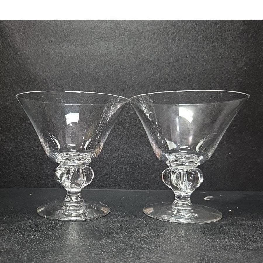 Swedish Astrid Lobed Stem Champagne Glasses, Set of 2, Vintage Sherbet Glassware - Thumbnail 10