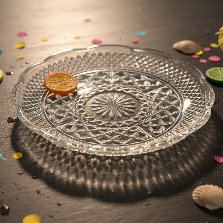 Anchor Hocking Wexford 5-Part Divided Relish Dish, Pressed Glass Serving Tray
