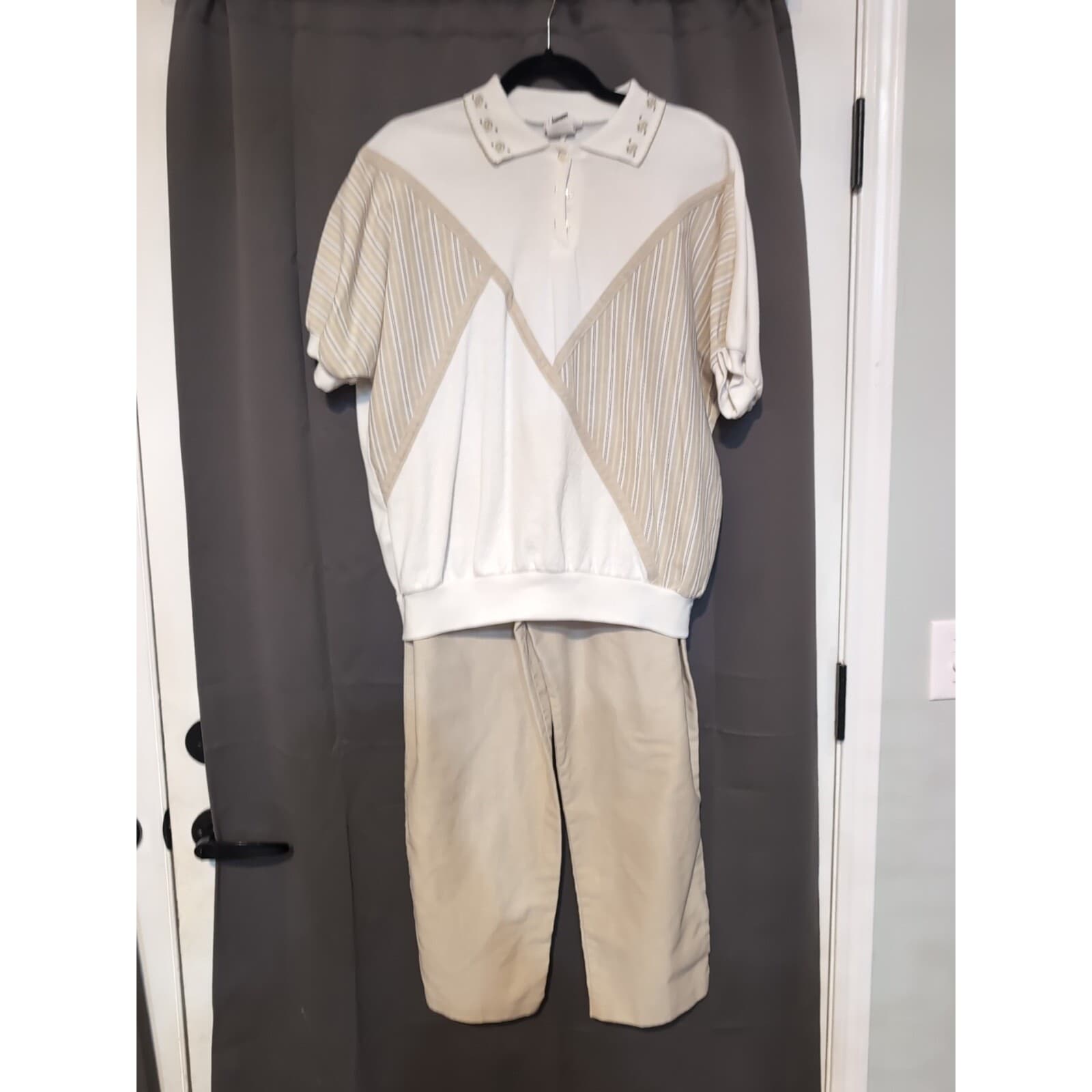 Cricket Lane Women's Large Blouse & Pants Set, Vintage Two Piece Outfit