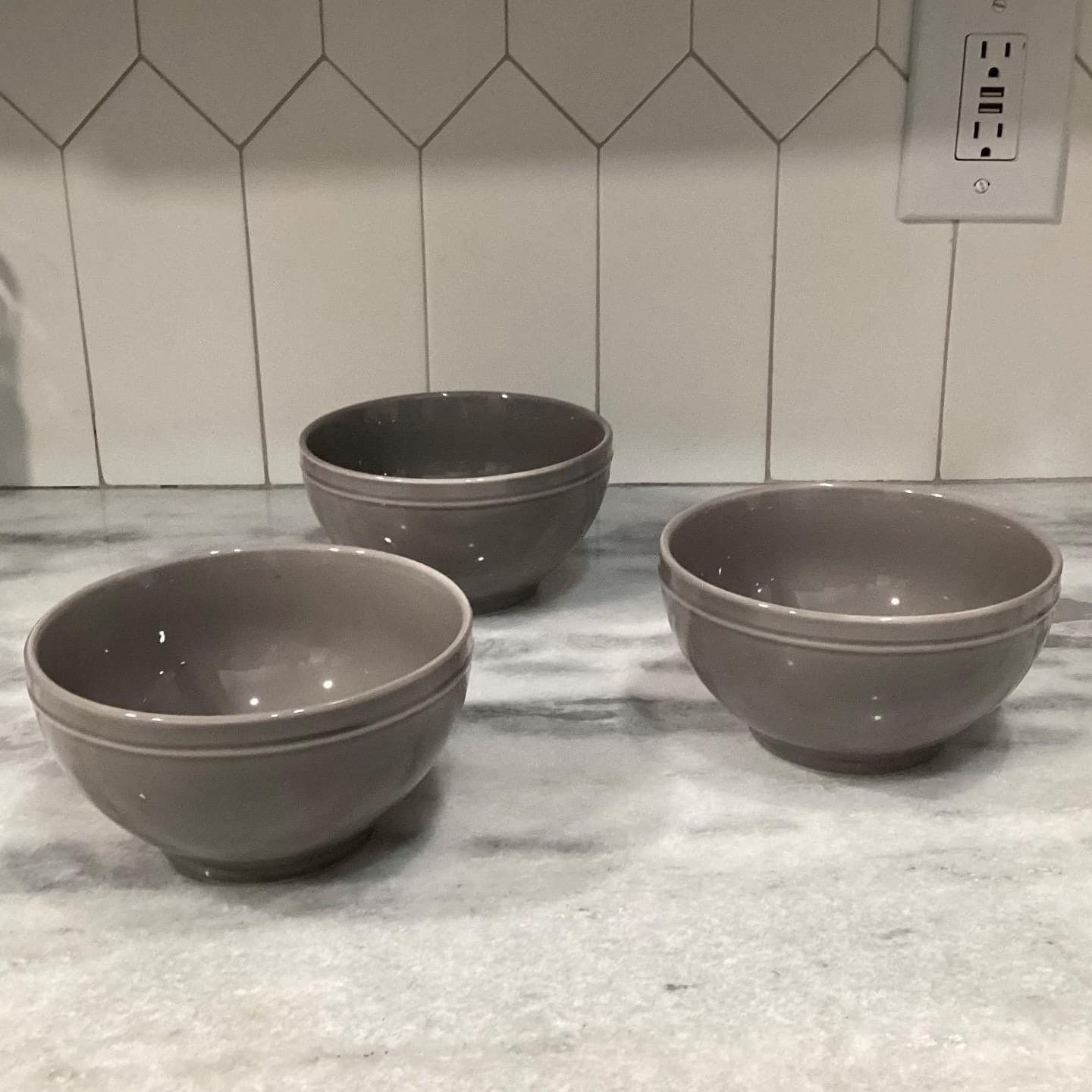Godinger Gatherings Gray Cereal Bowls, Set of 3, Modern Farmhouse Dinnerware - Thumbnail 2