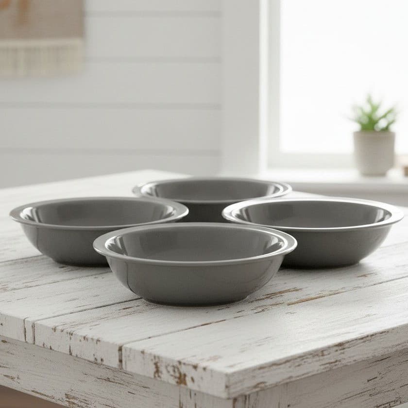 Godinger Gatherings Gray Pasta Bowls, Set of 4, Modern Farmhouse Dinnerware