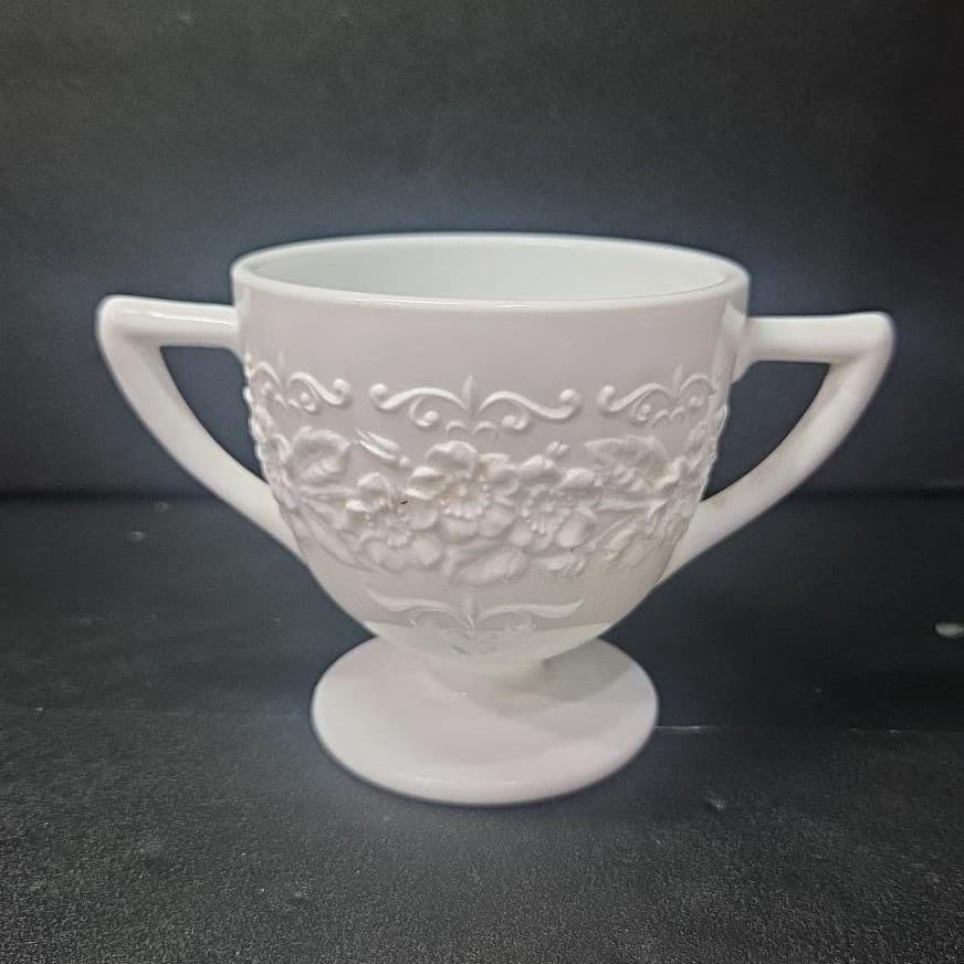 Indiana Glass Orange Blossom Sugar Bowl, Vintage Open Vase Replacement Tableware - Thumbnail 4