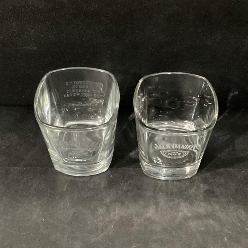 Jack Daniels Old No. 7 Whiskey Rocks Glasses, Set Of 2, Mismatched Barware - Thumbnail 3