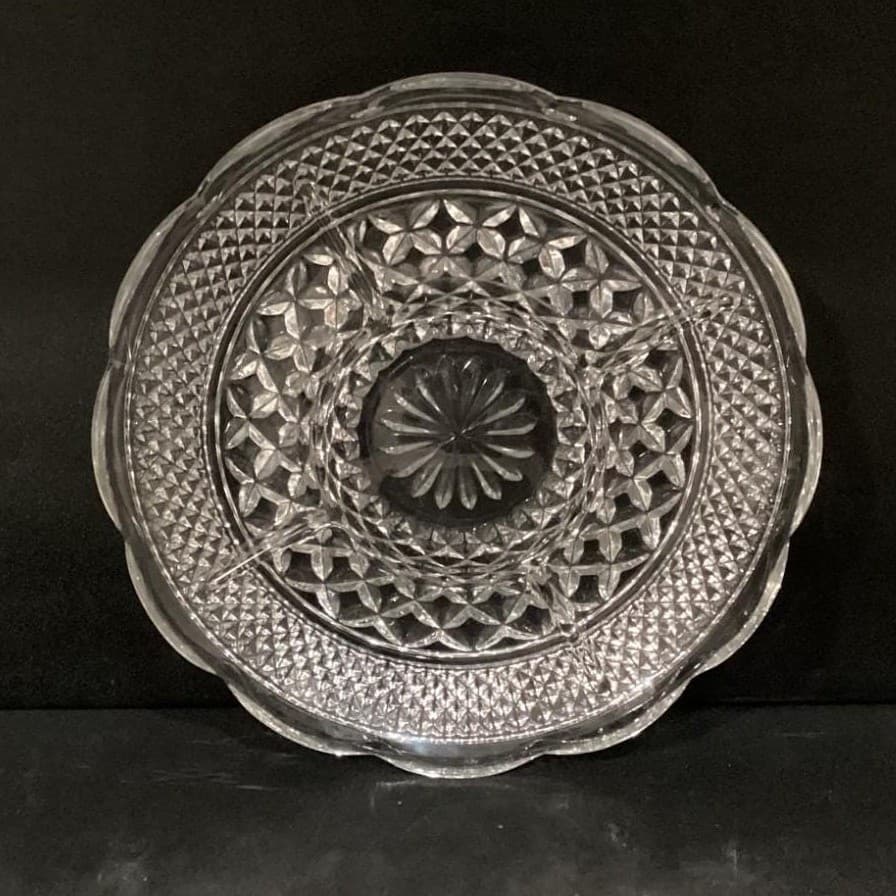 Anchor Hocking Wexford 5-Part Divided Relish Dish, Pressed Glass Serving Tray - Thumbnail 2