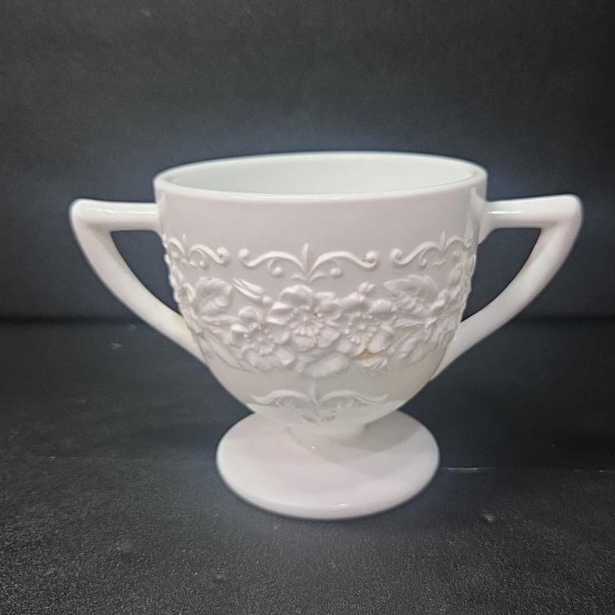 Indiana Glass Orange Blossom Sugar Bowl, Vintage Open Vase Replacement Tableware - Thumbnail 2