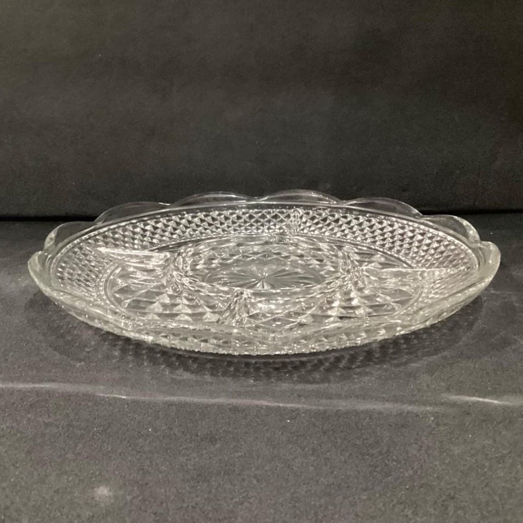 Anchor Hocking Wexford 5-Part Divided Relish Dish, Pressed Glass Serving Tray - Thumbnail 8