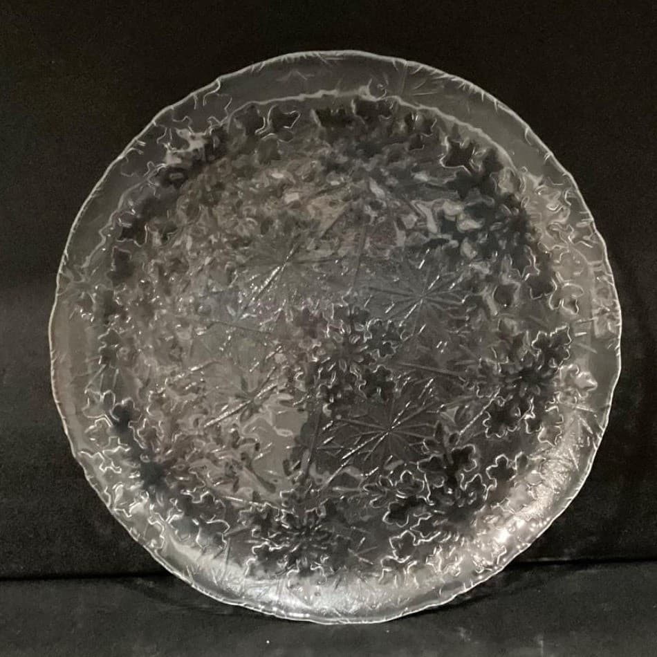 Holiday Snowflake Glass Serving Tray, Christmas Cookie Scalloped Edge Platter - Thumbnail 2