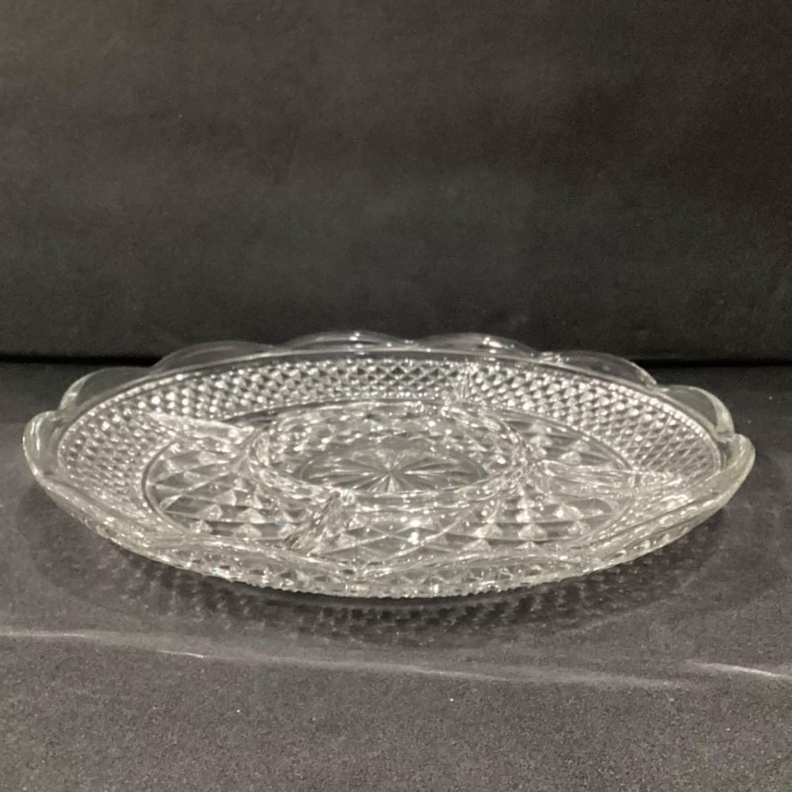 Anchor Hocking Wexford 5-Part Divided Relish Dish, Pressed Glass Serving Tray - Thumbnail 10