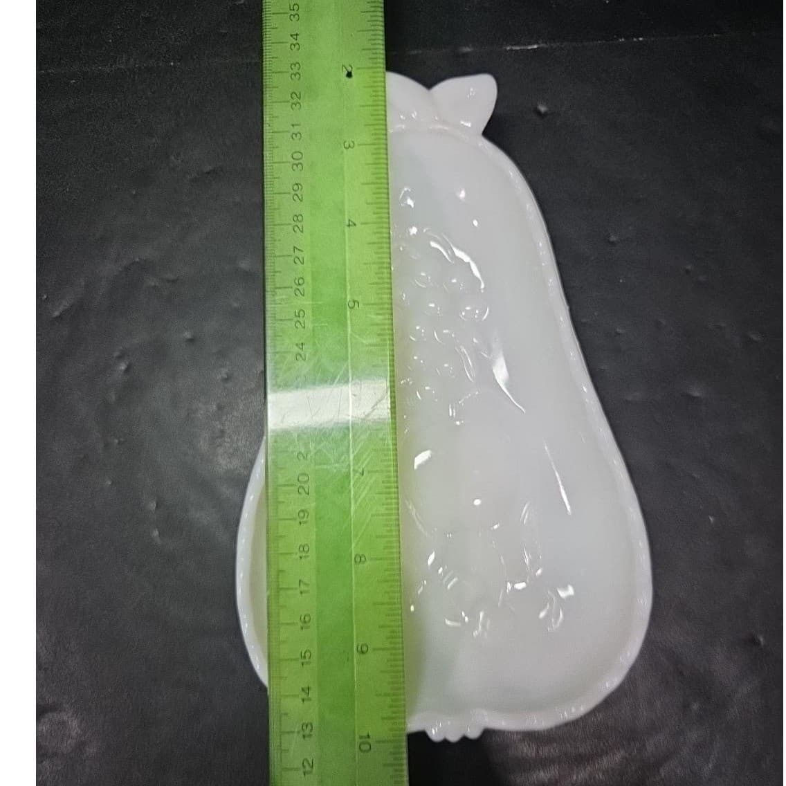 Hazel Atlas Milk Glass Pear Shaped Tray, Vintage Trinket Dish, Fruit Decor - Thumbnail 9