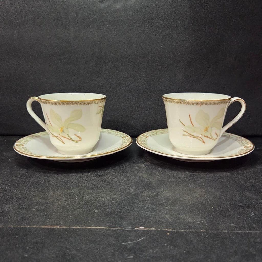 Royal Doulton White Nile Teacup & Saucers, Set of 2 Vintage Fine China Tableware - Thumbnail 4