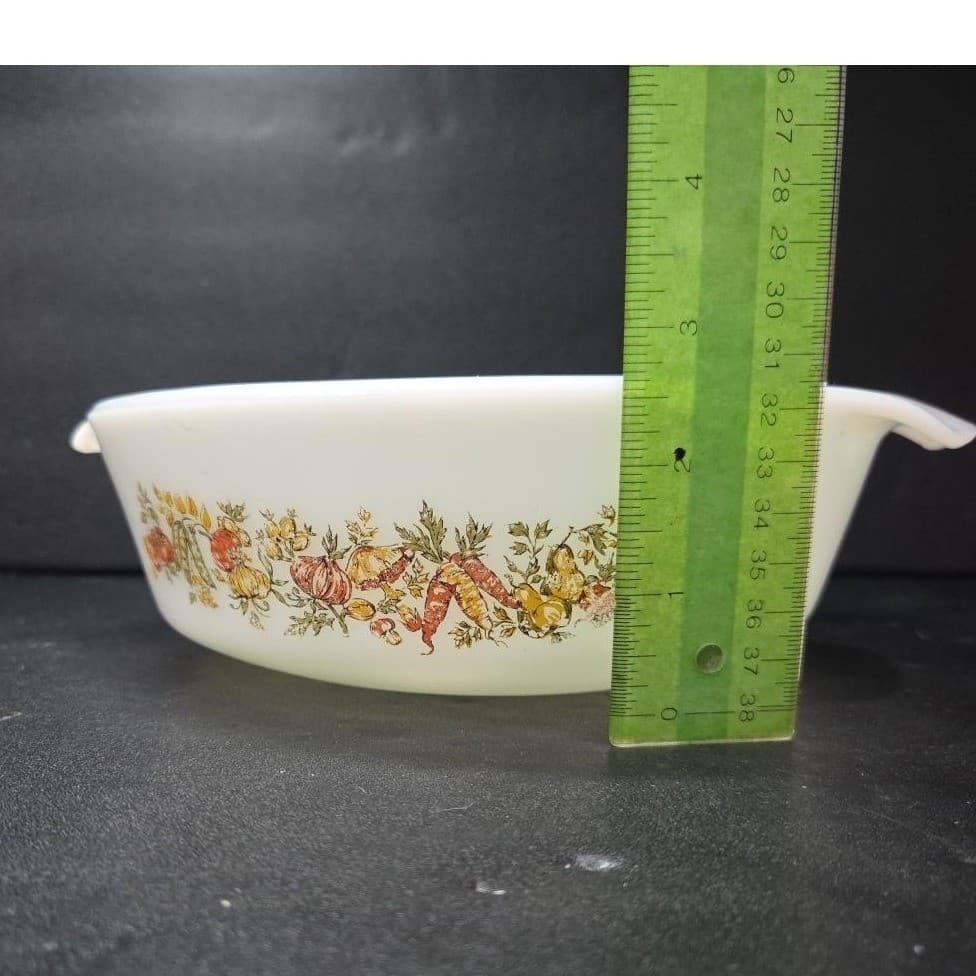 Anchor Hocking Fire King 1qt Casserole Dish #637, Fall Harvest Vegetable Design - Thumbnail 10
