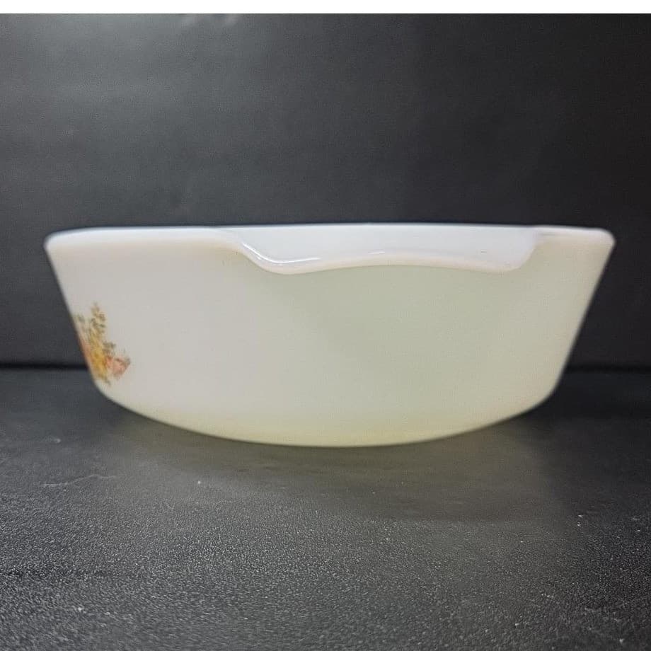 Anchor Hocking Fire King 1qt Casserole Dish #637, Fall Harvest Vegetable Design - Thumbnail 3