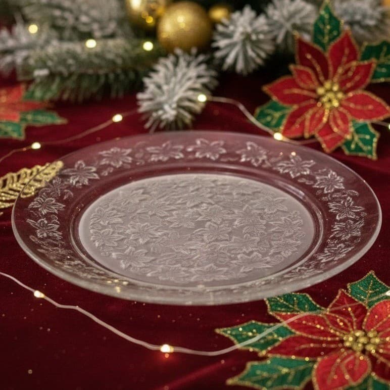 Princess House Fantasia Serving Platter, Clear Etched Floral Crystal Serveware