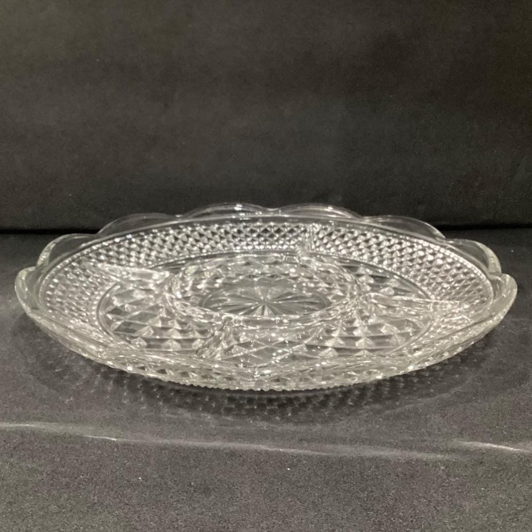 Anchor Hocking Wexford 5-Part Divided Relish Dish, Pressed Glass Serving Tray - Thumbnail 9