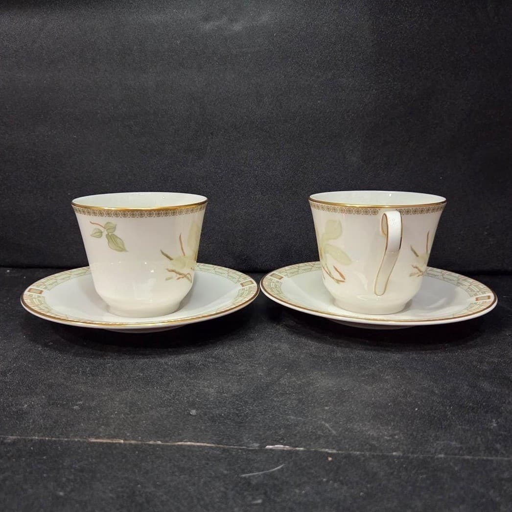 Royal Doulton White Nile Teacup & Saucers, Set of 2 Vintage Fine China Tableware - Thumbnail 3