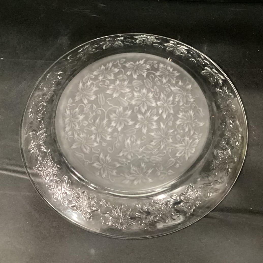 Princess House Fantasia Serving Platter, Clear Etched Floral Crystal Serveware - Thumbnail 4