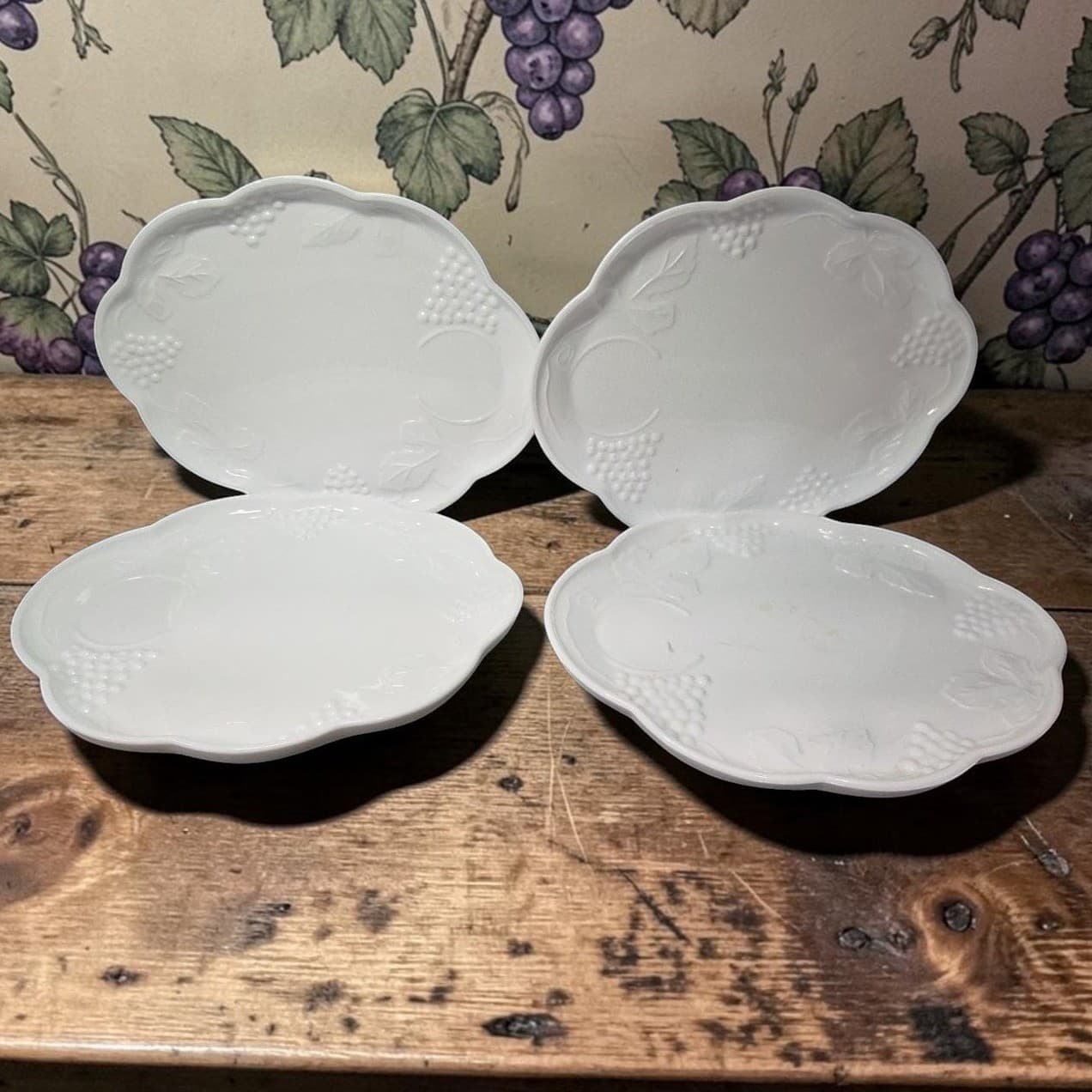 Indiana Glass Harvest Grape Plates, Set of 4, Replacement Snack Trays, Tableware
