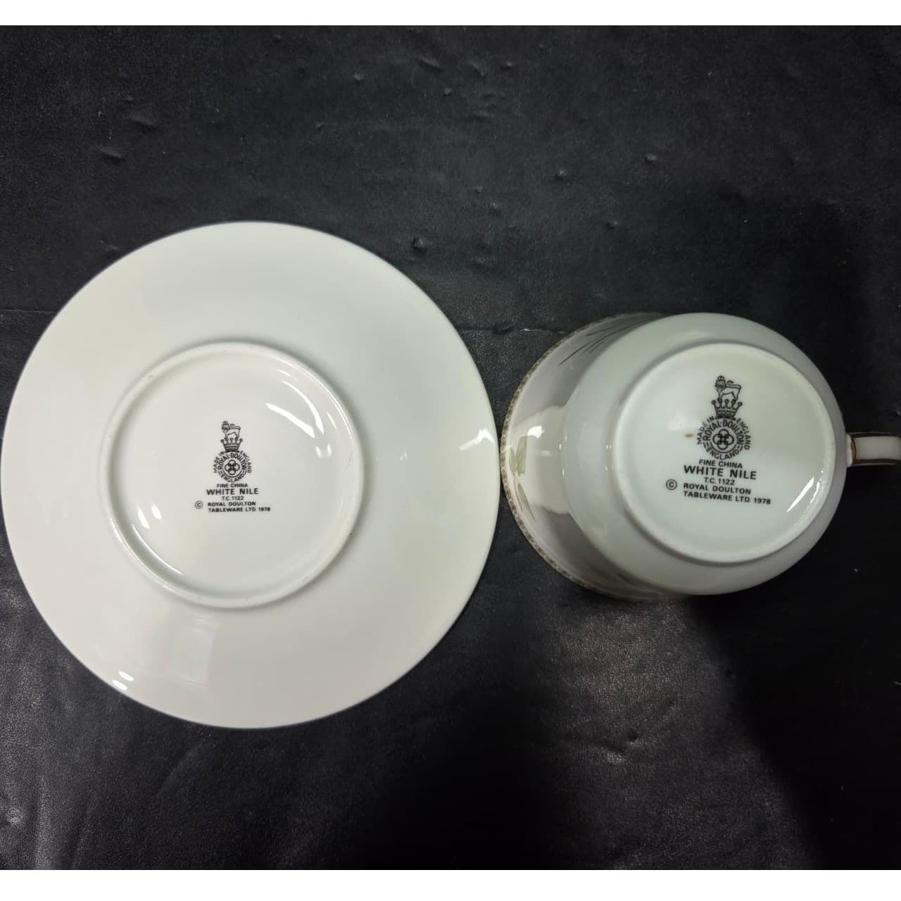 Royal Doulton White Nile Teacup & Saucers, Set of 2 Vintage Fine China Tableware - Thumbnail 7